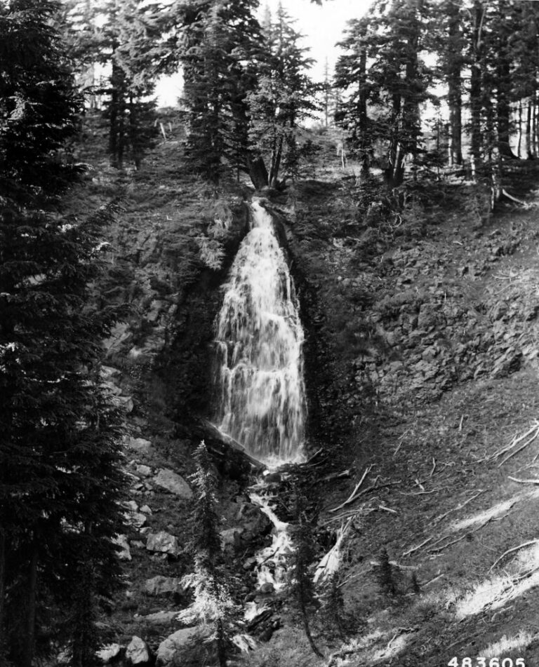 483605 Obsidian Falls in Three Sisters Wilderness, Willamette NF, OR 1957
