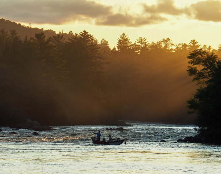 Fishing Big Eddy rapids before sunset