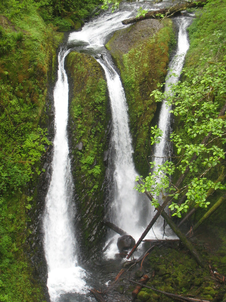 Three Falls At Horsetail Falls Washington
