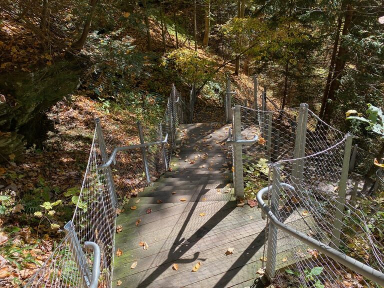 Ramp down the stairs to Buttermilk Falls