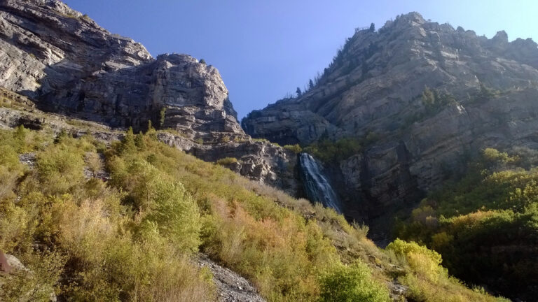 Bridal Veil Falls Utah hiking trail ascent Bridal Veil Falls Utah hiking trail ascent