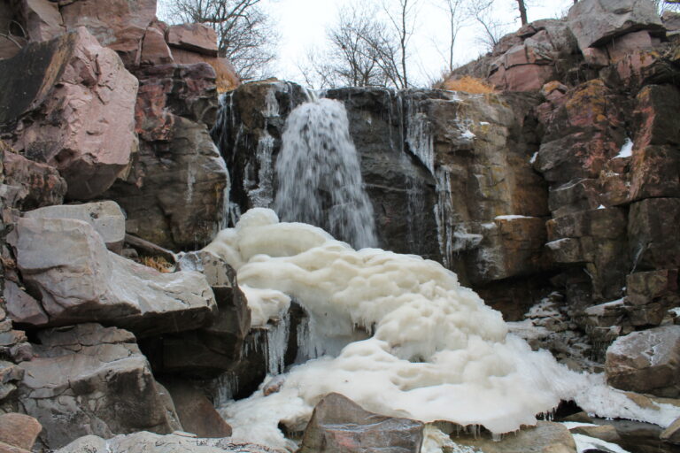 Winnewissa Falls at Pipestone National Monument in Winter